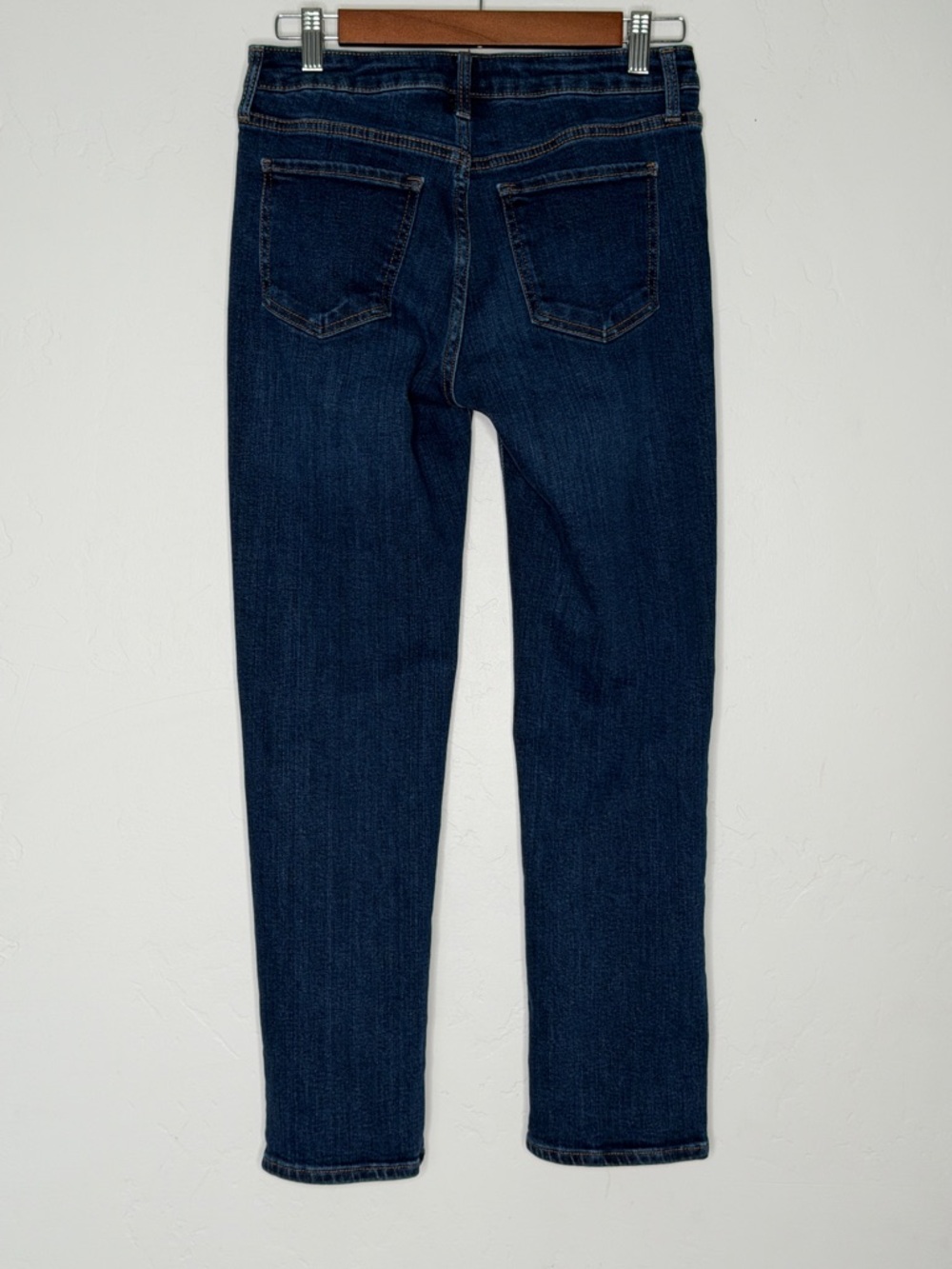 Quince Mid Rise Slim Straight Jeans Women’s 28 Dark Wash Stretch Denim Cropped - Picture 4 of 6